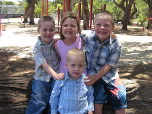 Ethan (left), Eva (back), Cameron (front) and Aaron (left)